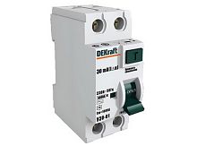 Дифференциальный выключатель нагрузки ВДТ УЗО-03 2 полюса, 40А, Тип AC, 100мА | код. 14063DEK | DEKraft